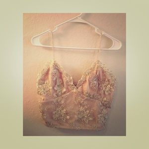 Tan shimmery crop top